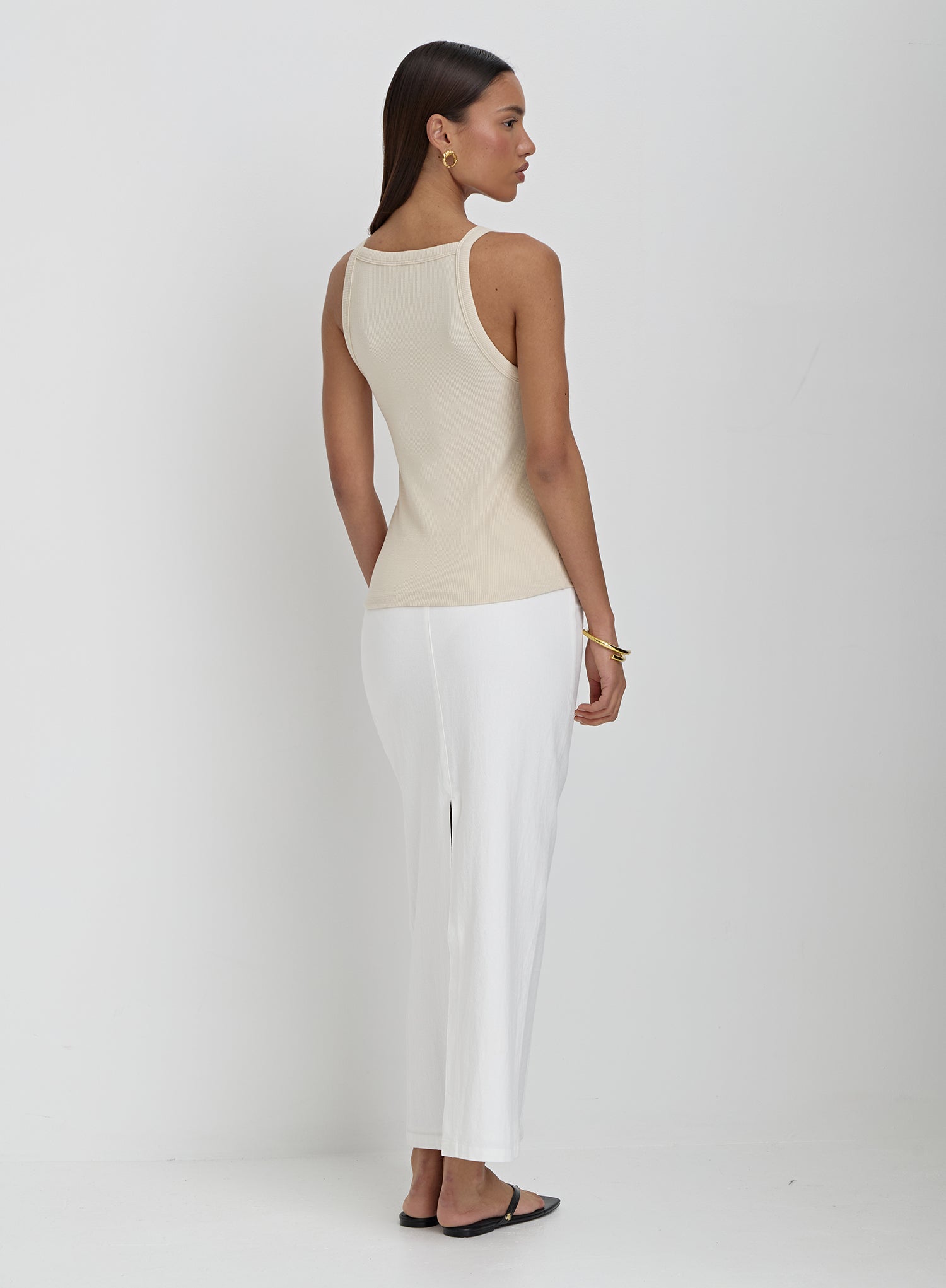 Beige Ribbed 4th Racer Vest